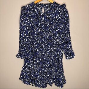 Zara Navy Blue Black White Floral Mini Dress